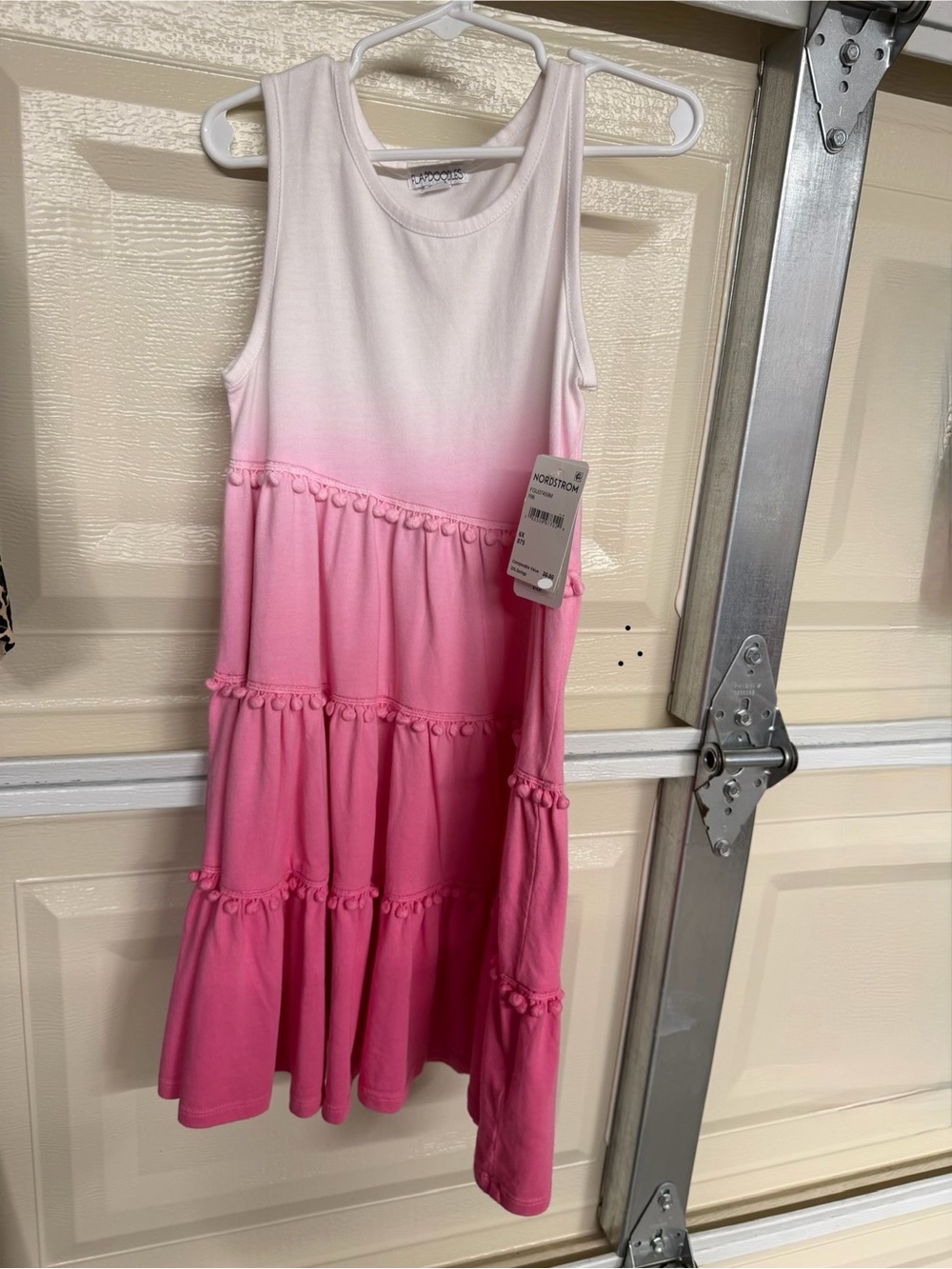 Nordstrom girls Ombre Tiered Dress in Pink & White Size 6X NWT